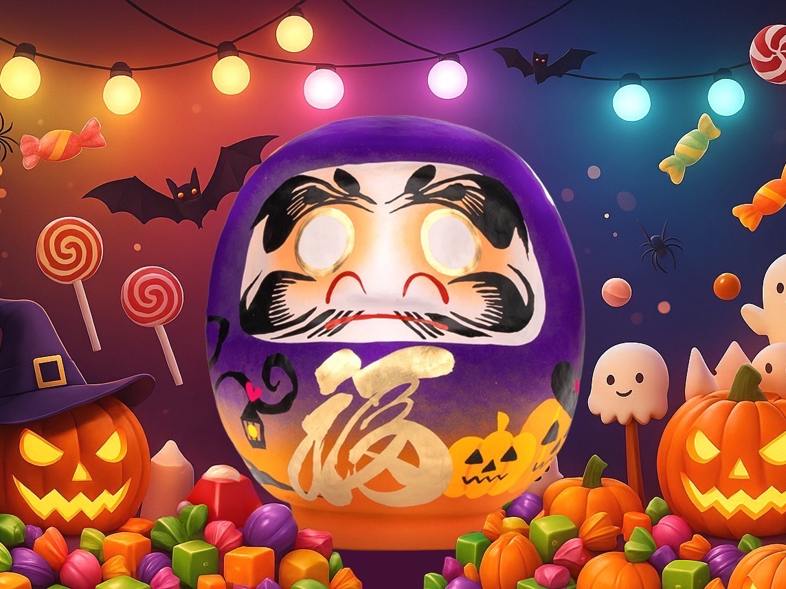 9月10月の限定商品はハロウィンだるま☆ 小さいお子様から大人の方まで!ご家族やカップルなど旅行の思い出に楽しく伝統工芸品に触れる体験をしてみませんか?