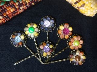 グラスジェムコーンで一重のヘアピンを作ります♪中心のビーズばお好みを選んでいただけます。