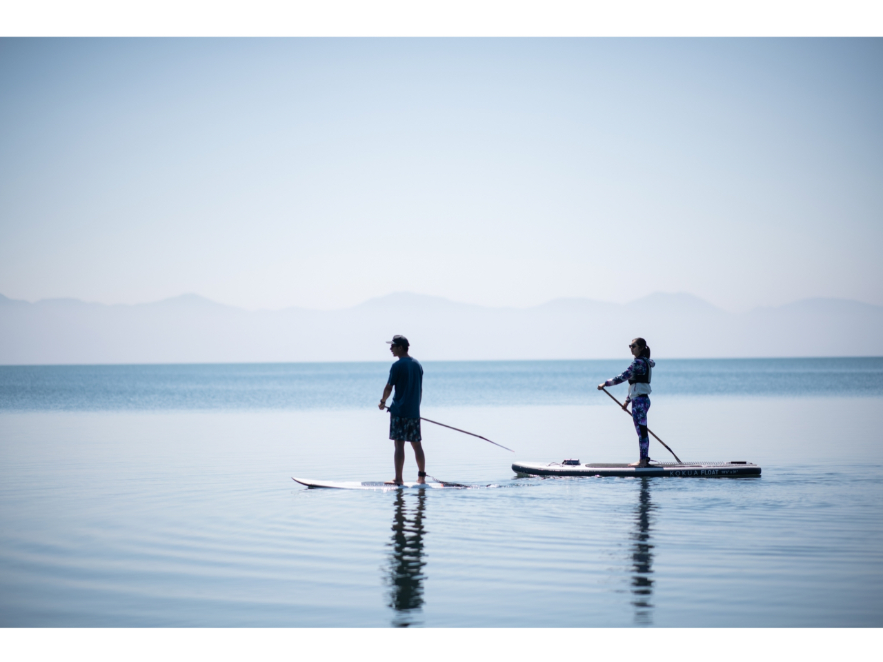 福島のシンボル「猪苗代湖」でSUP体験♪透明な水面が天を映す鏡のようであることから「天鏡湖」の名があります。