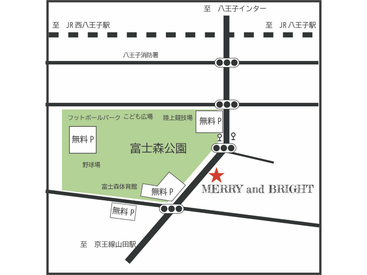 レッスン会場周辺地図。駐車場もございます。