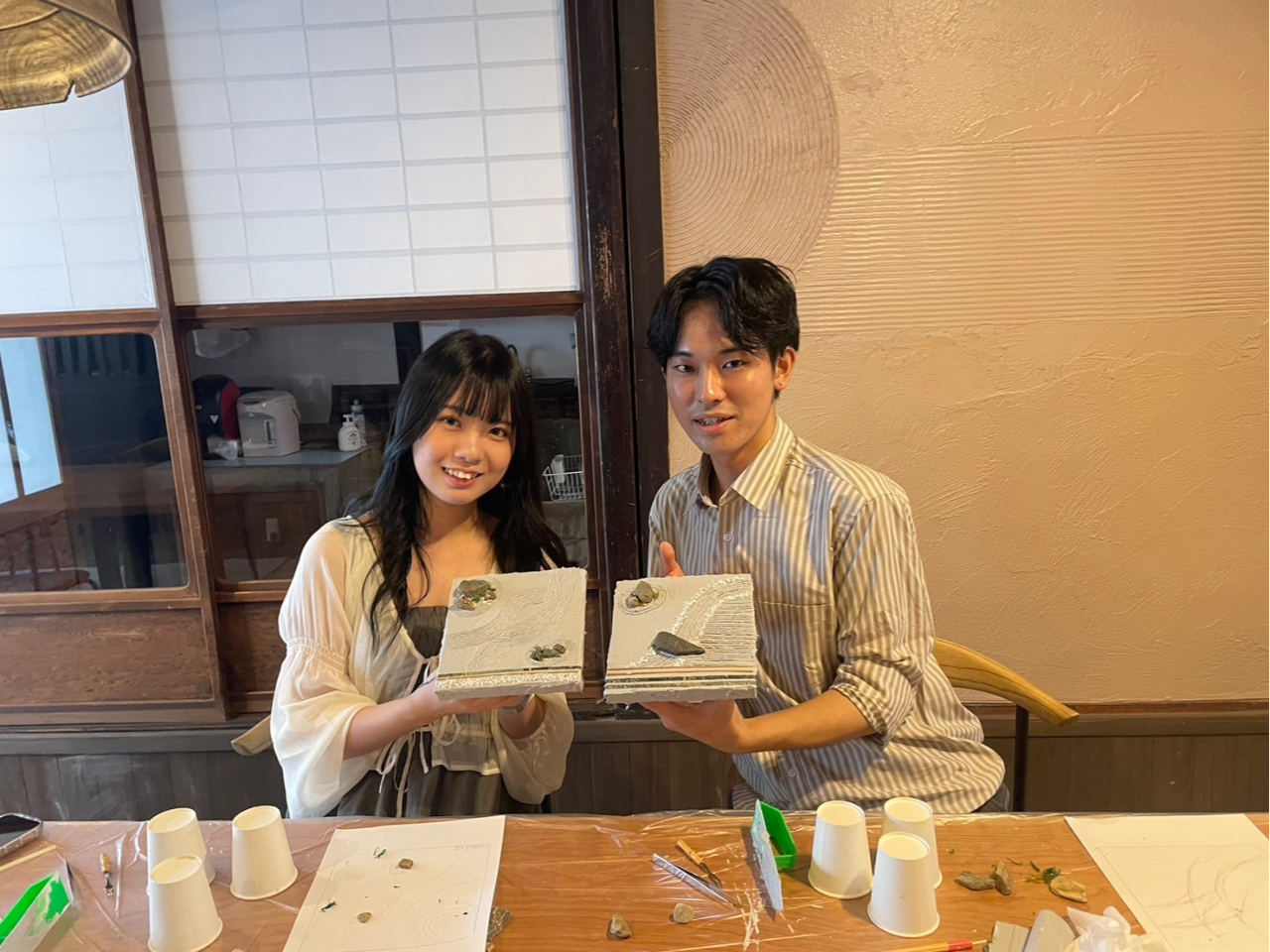 漆喰で作る枯山水アート体験！】 あなただけの小さな庭園が作れ