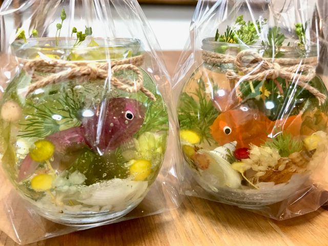 まるで金魚鉢のような花リウムはお子様に大人気です