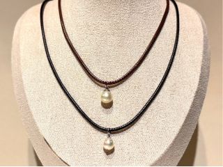 【レザーネックレス(ブラック・ブラウン)】素材:サージカルステンレス