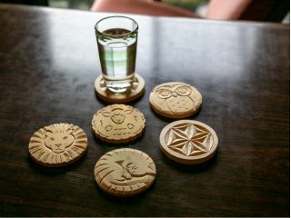 本格的な彫刻刀を使って素敵なコースターを作る体験です。