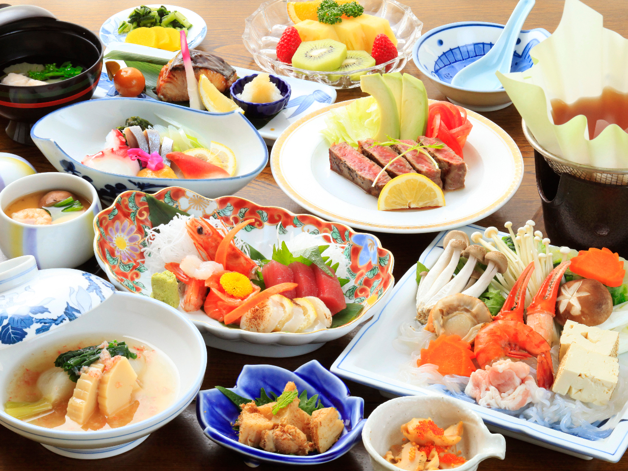 ご宴会Aプラン 季節により素材・盛り付け・器など写真と異なる場合がございます。