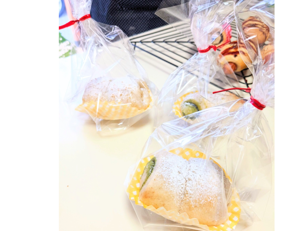 1dayレッスンで作ったパンは、簡単でカワイイラッピングをしてお持ち帰り。体験した皆さんに大好評です