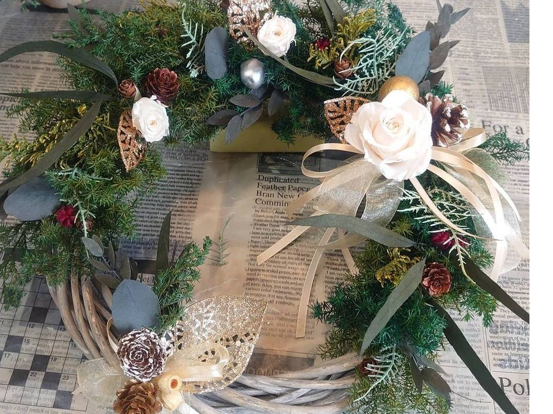 女性・カップルオススメ*】プリザーブドフラワーのクリスマスリース