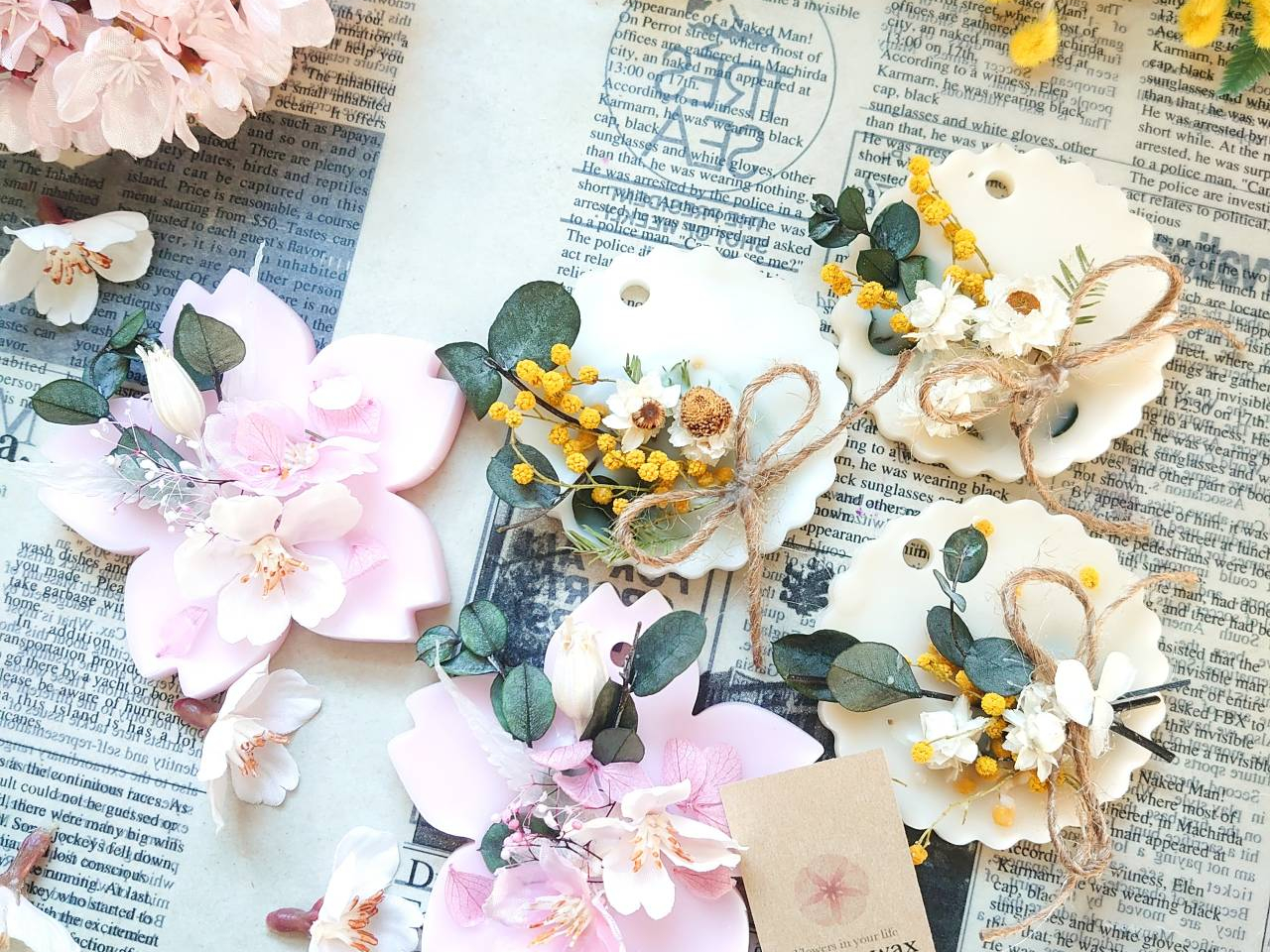 桜サシェ、ミモザサシェ