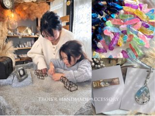 宝探しと見つけた石でオリジナルヘアゴム・キーホルダー・クリップなどをお作り頂けます!