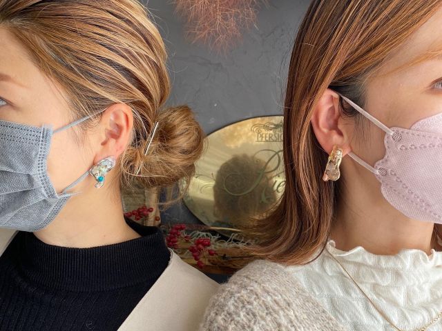 天然石ピアス&イヤリング着画