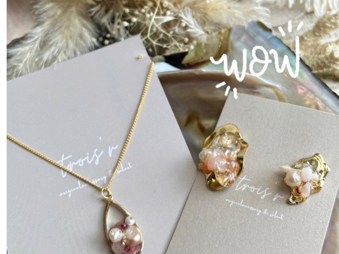 天然石ネックレス・イヤリングお客様作品