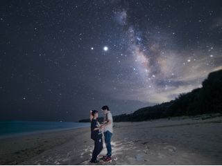 星空フォト撮影・隠れたスポットで星を眺め記念写真を