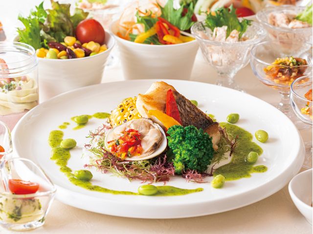 “いばらき”を食べようフェア/茨城県産白身魚のポワレと九十九里地蛤のポシェ シブレットバターソース(+1,000円)