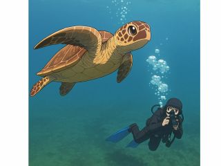 水納島ケーブルポイントで遭遇