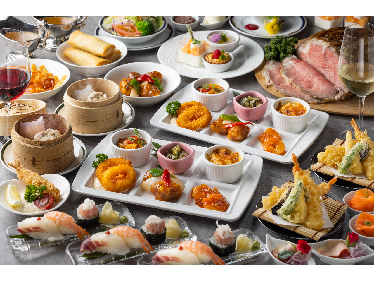 和洋中の料理をお楽しみいただけます。※イメージ