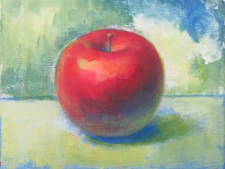 一回(約2時間)で本格的な技法を用いたリンゴの絵が完成!作品のサイズもかわいらしくてお部屋に掛けたくなります♪