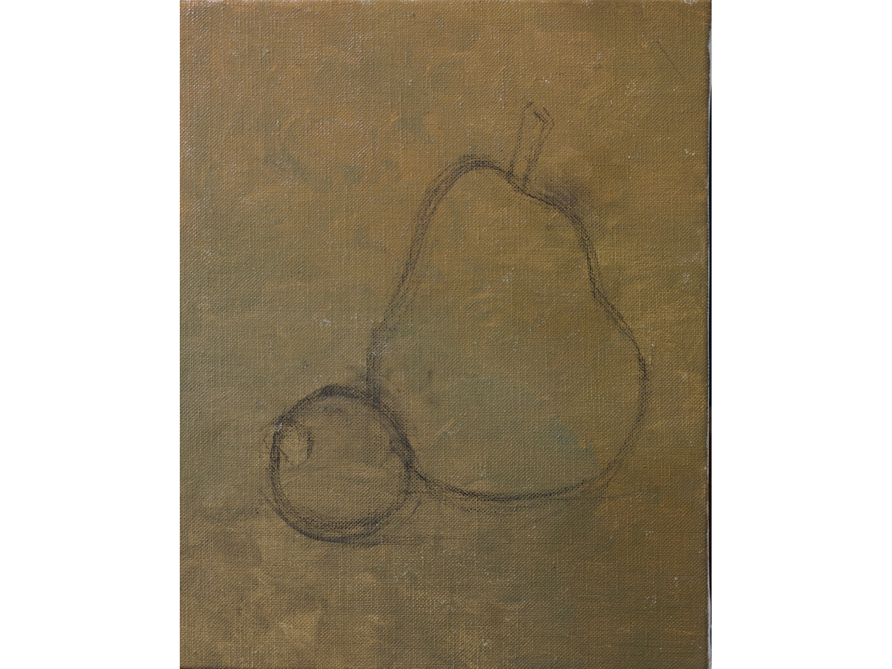 お手本となるモチーフの写真を見ながら、鉛筆で下描きを行います。