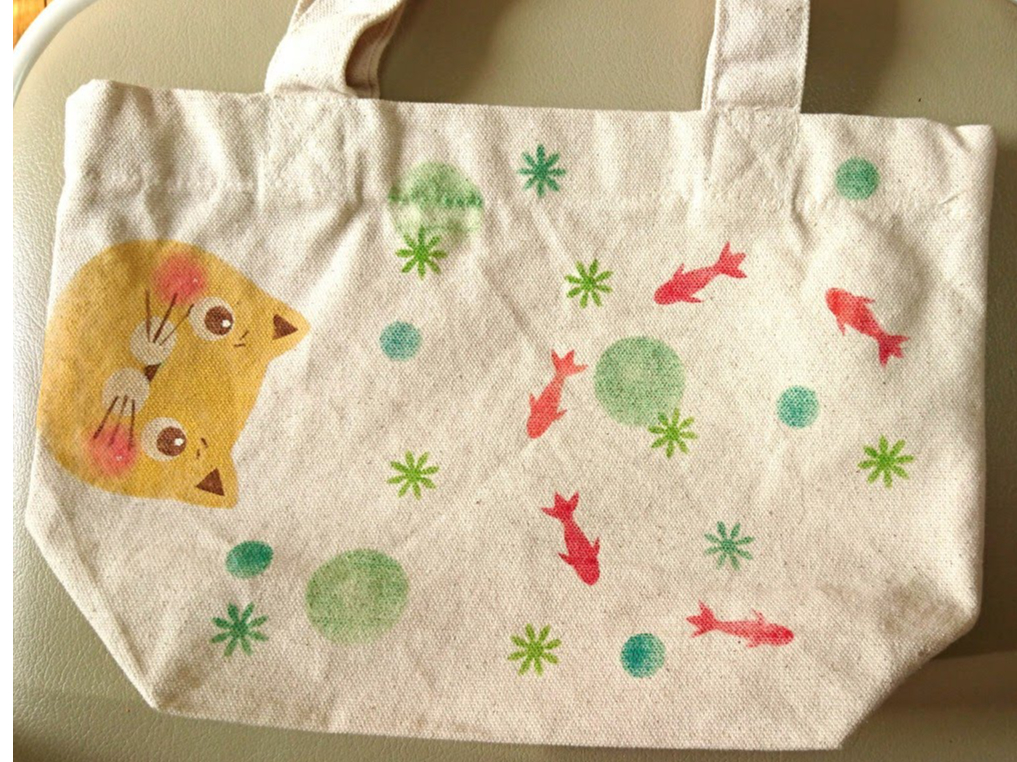 ファミリー向け\布バッグにペイントしよう♪猫と金魚・トンボにカブトムシ/お子様に...