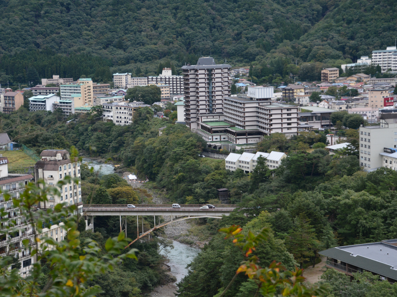 鬼怒川温泉街が一望できます