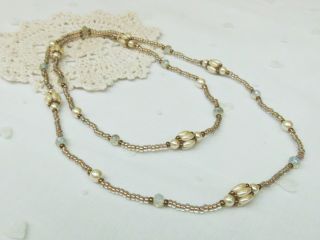 樹脂パールのロングネックレス 針と糸で作ります