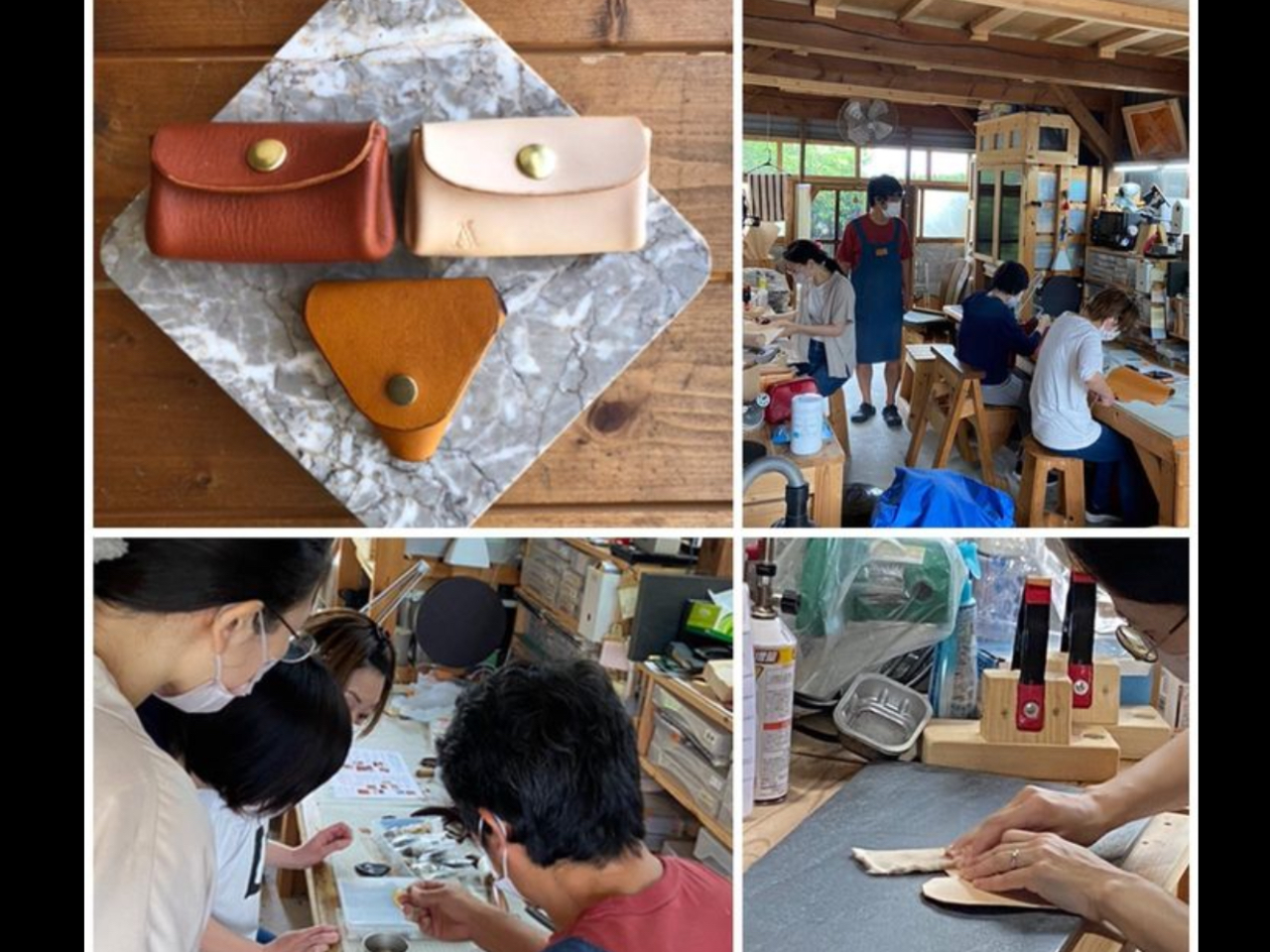 好きな革を選んで、切ります。磨くことでグレードアップ!!