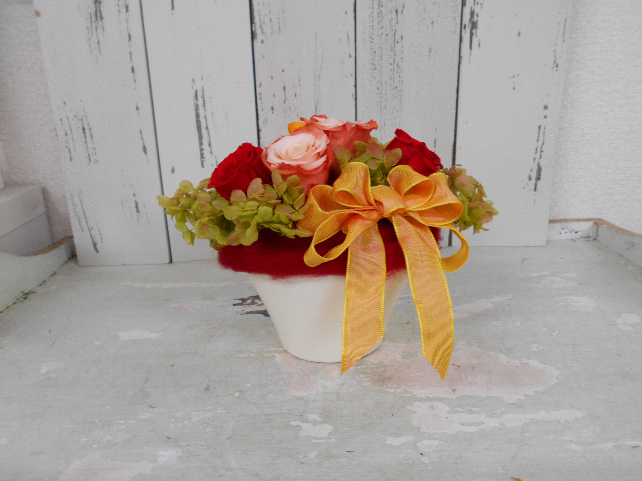 福島 南相馬発 アートクラブパティオ フェルトとお花のマリアージュ アレンジメント 手作り体験プラン じゃらん限定 アトリエ パティオ 南相馬教室 じゃらん遊び体験