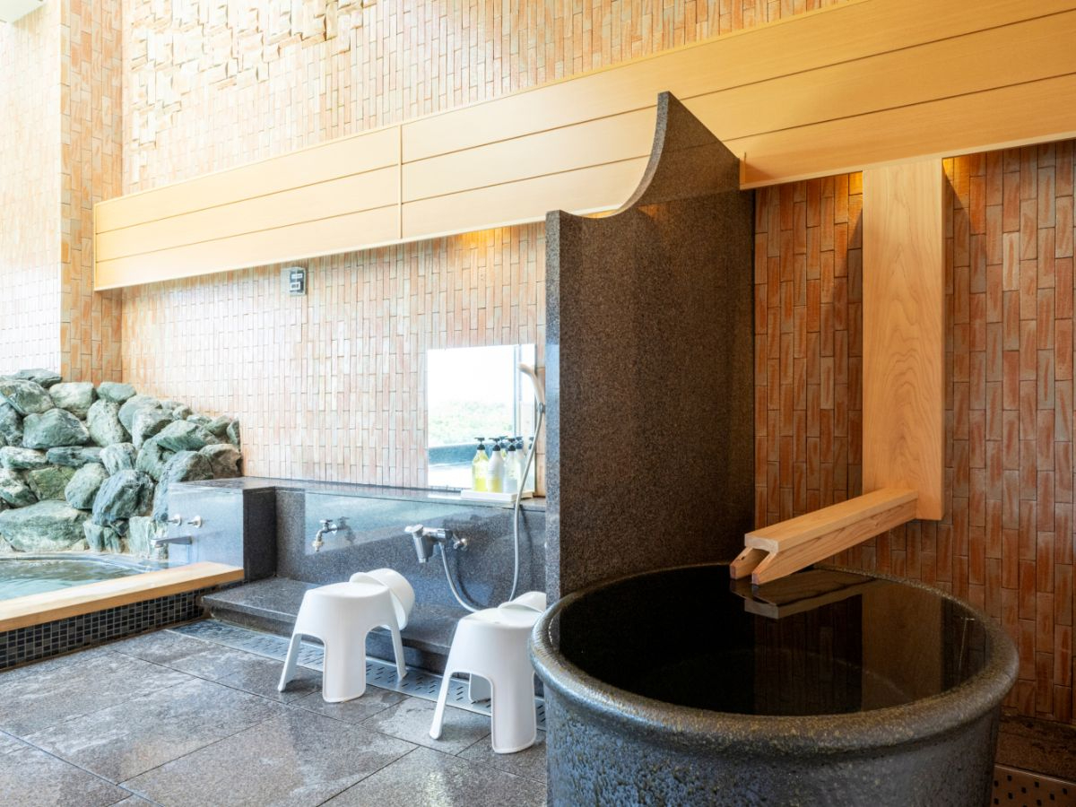 サウナのあとは掛け水で...