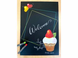 茨城県 牛久市 チョークアートで作るいちごカップケーキのウェルカムボード Koba Chalk じゃらん遊び体験 茨城県 牛久市 チョークアートで作るいちごカップケーキのウェルカムボード Koba Chalk じゃらん遊び体験