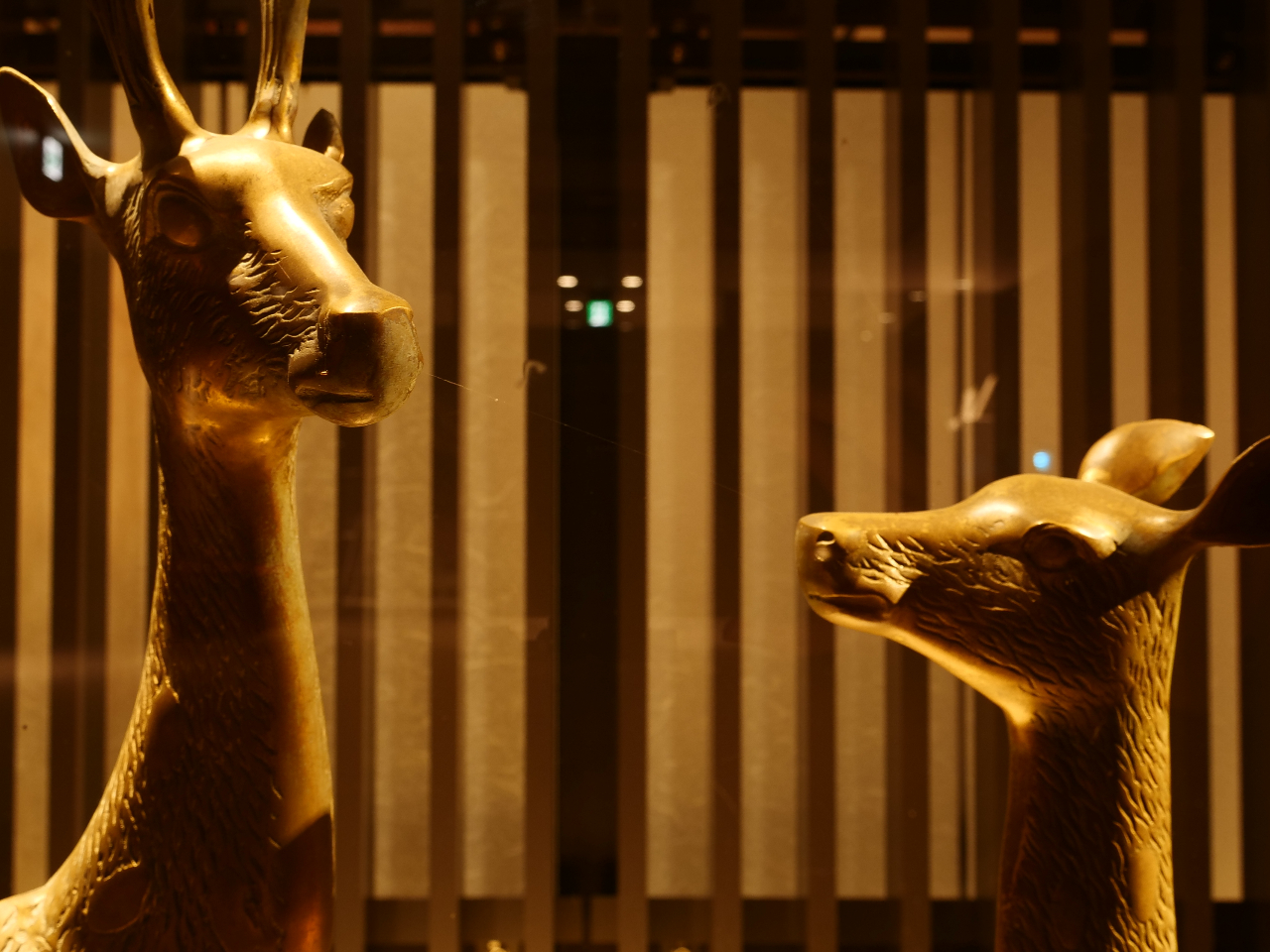 ロビーの鹿が皆さまをお出迎え