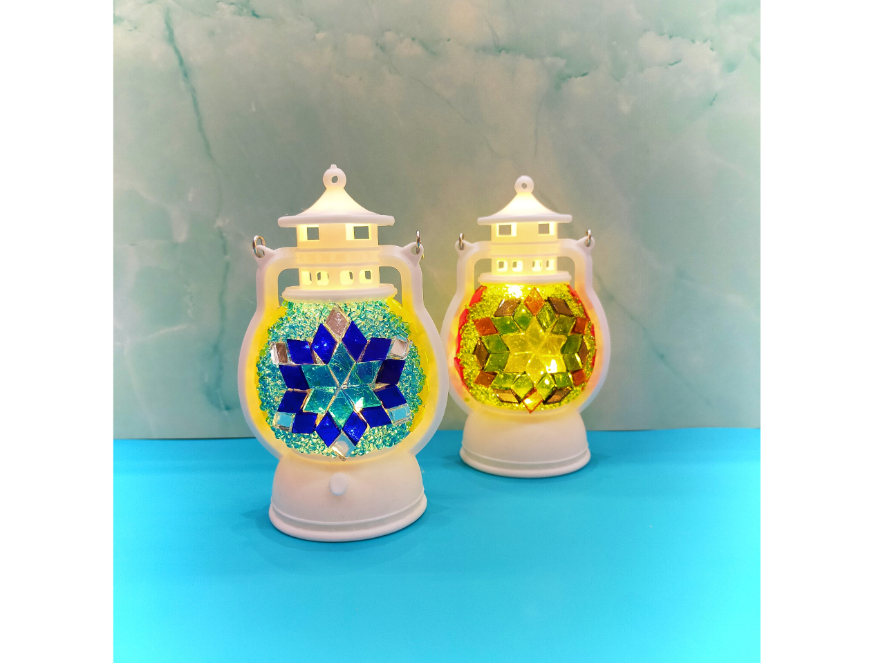 モザイクガラスランタ作り