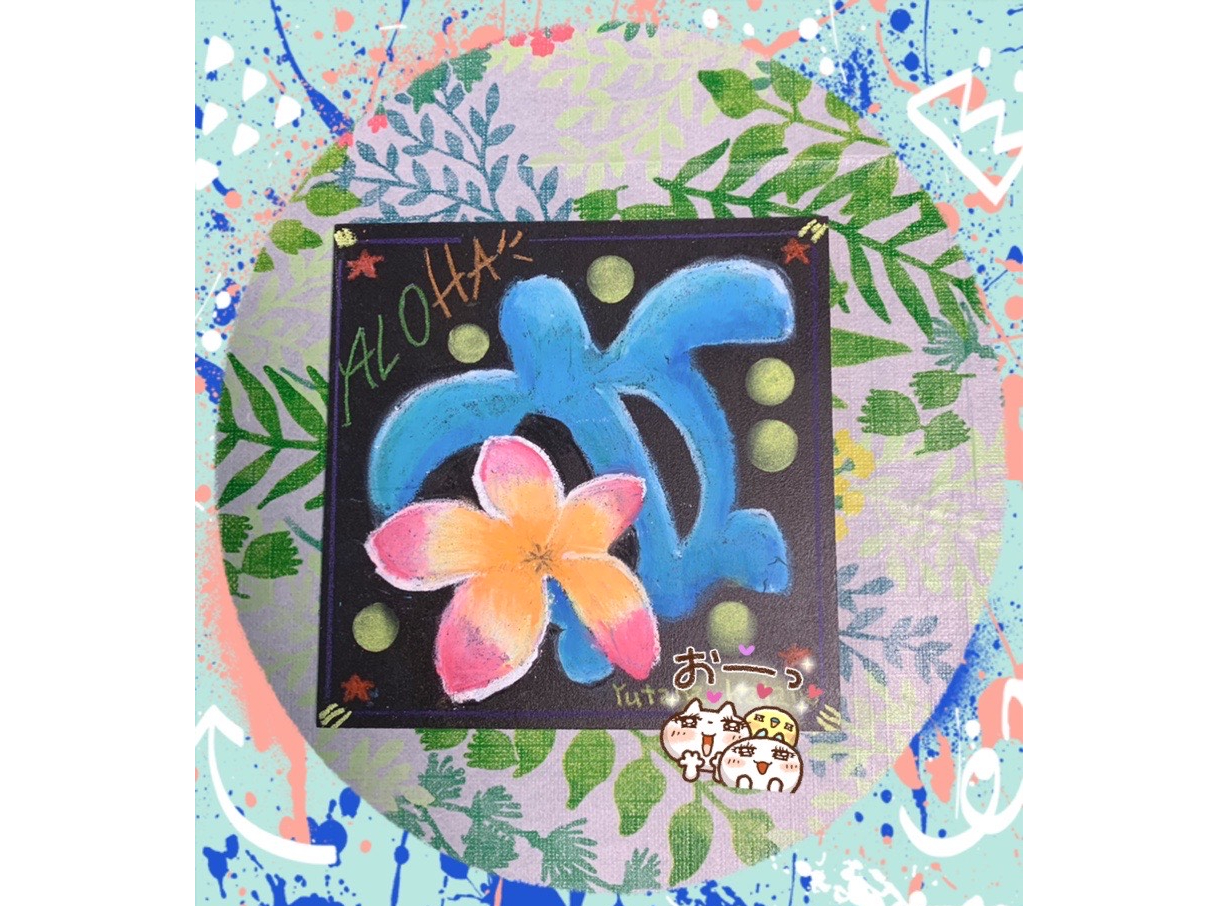 先ほどの生徒さんの作品です。同じ下絵でも独自の温かい世界観が感じられますね。チョークアートを描くことは、ご自身も楽しく、見る人もほっこり癒されます。ありがとう。