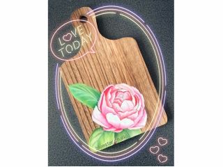 チョークアート体験です。オイルパステルを使ってカッティングボードにバラを描いてみませんか?