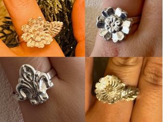 柔らかい純銀粘土で、自分でトップ部分を作って、シルバー950のオープンリングに貼り付けるオリジナル技法で、可愛くてずっと使える世界に一つのリングを作りましょう