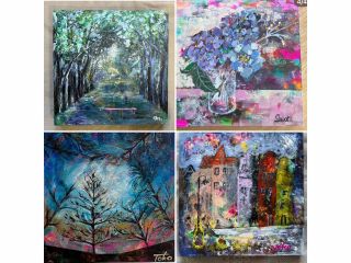 アクリル絵の具を使った、オリジナル絵画体験、思い出の景色や、記念日のお花を、インテリアとして飾ることの出来る絵に残してみませんか?