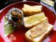 さざえの壺焼き&あげ田楽。あげ田楽は酒粕白味噌・ゆず山椒・みりん粕味噌の三種の味付けで。