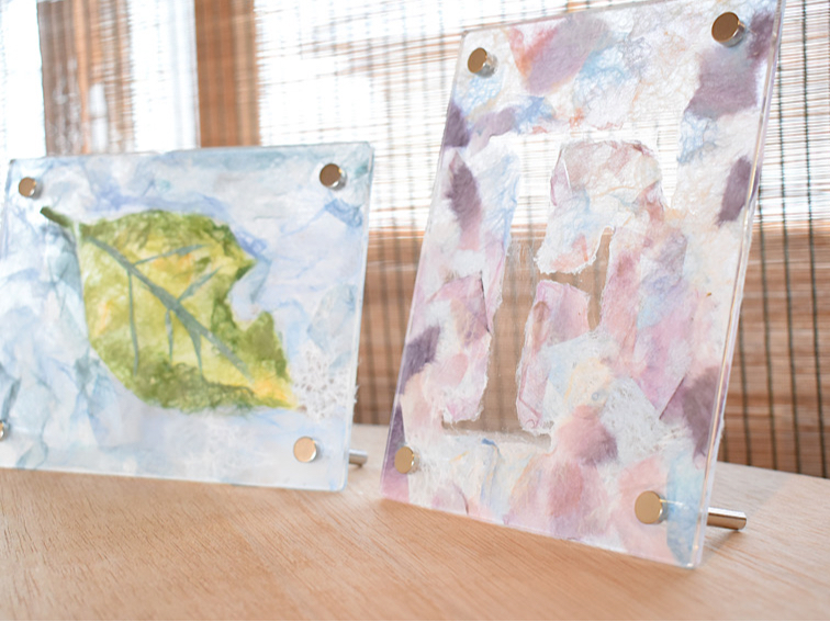 透け感の綺麗な和紙アートが出来上がります♪