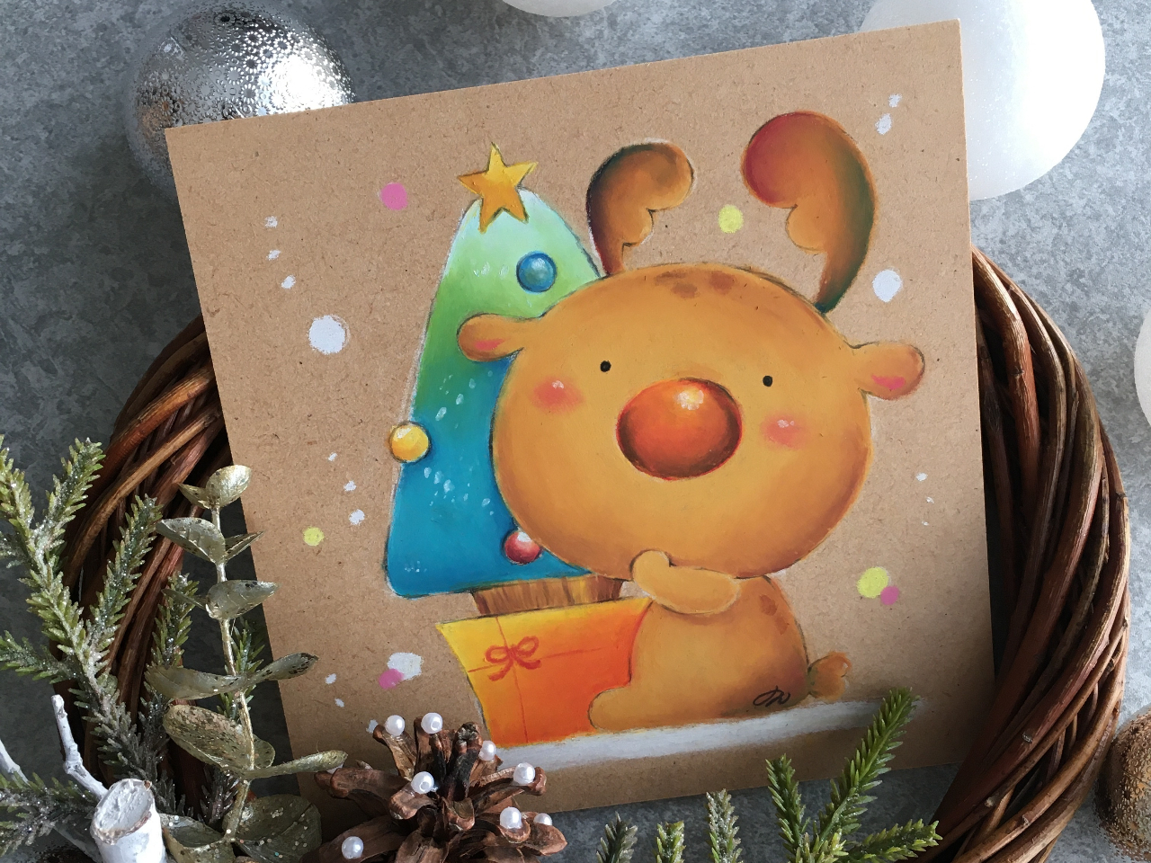 季節ごとにデザインが選べるイラストになっております(額やイーゼル、装飾品などは付いておりません)