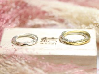 2連リング/SV950(SS) 右:3連リング/SV950(SS)&K10YG(S) 模様:ハンマー/スターダスト