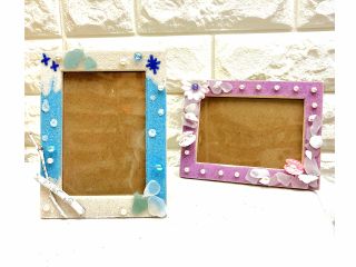 天然シーグラスを使ってオリジナルフォトフレームが作れます♪