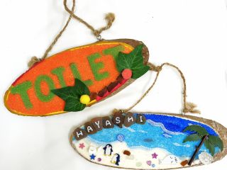 天然シーグラスを使って表札やお部屋のサイン等に使えるインテリアプレートを作れます