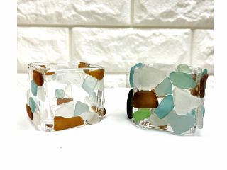 天然シーグラスを使ってキャンドルホルダーを作れます