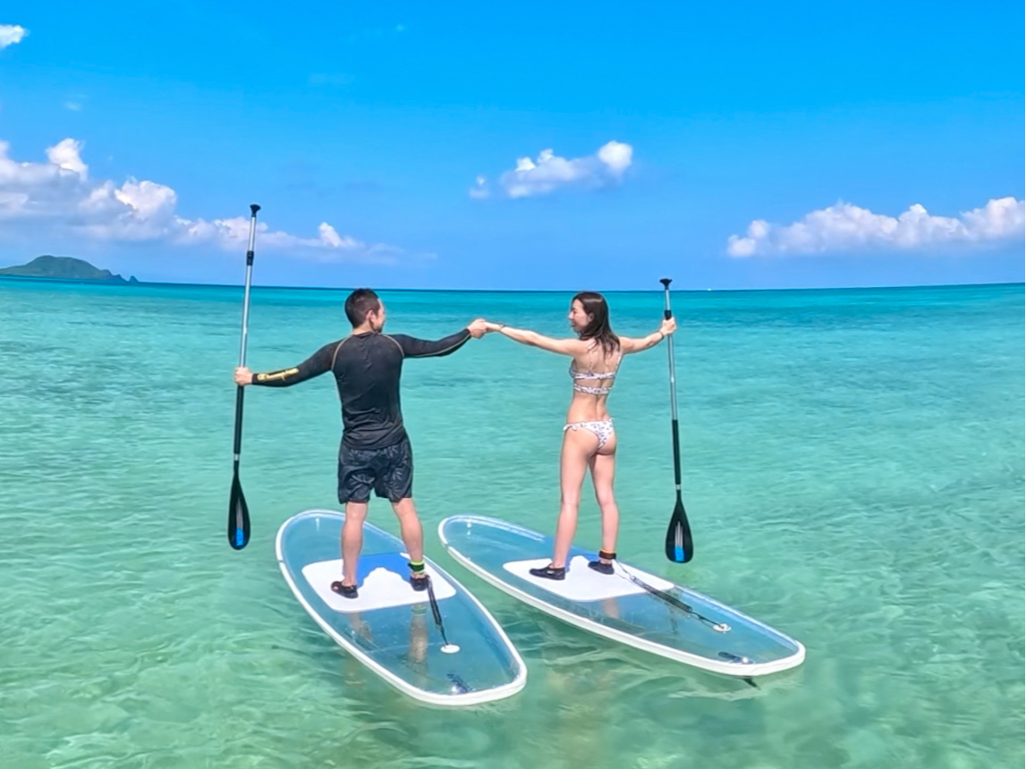 透明のSUPはまるで浮いている感覚!