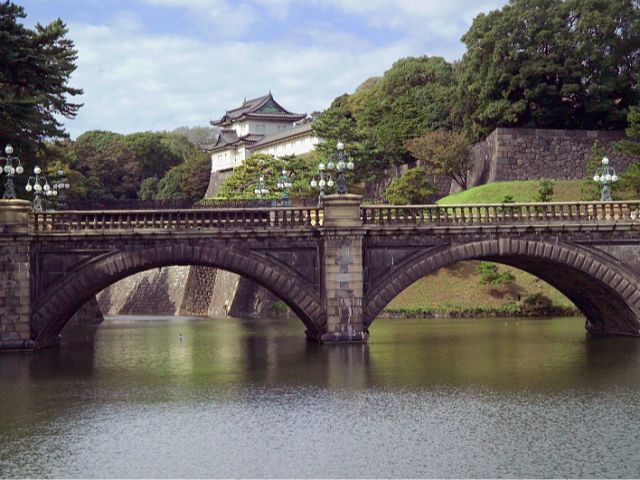 皇居と二重橋(通称 眼鏡橋)