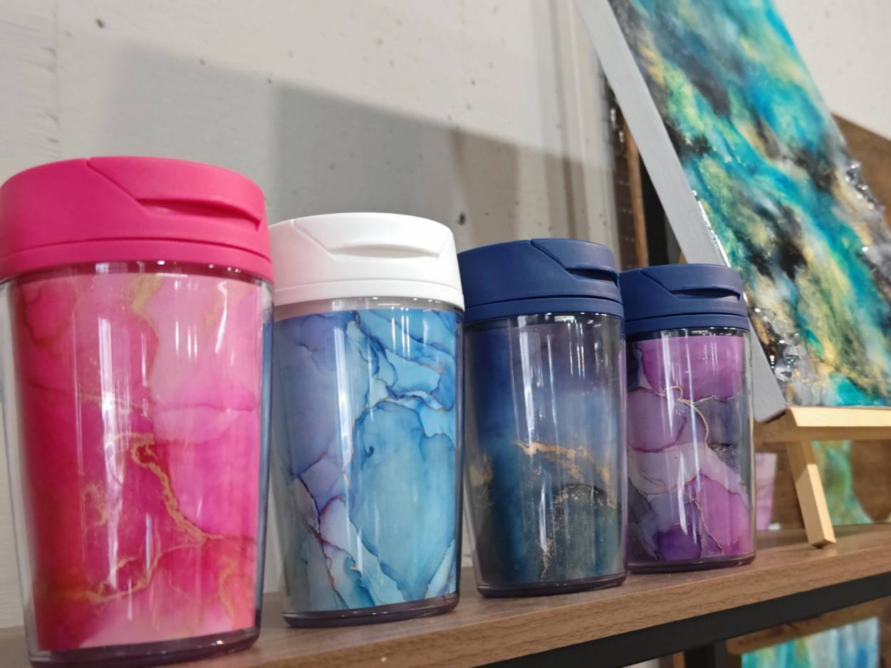 イルカ アルコールインクアート ピンク系 新しい到着 アルコールインクアート 原画イルカ その他 - その他