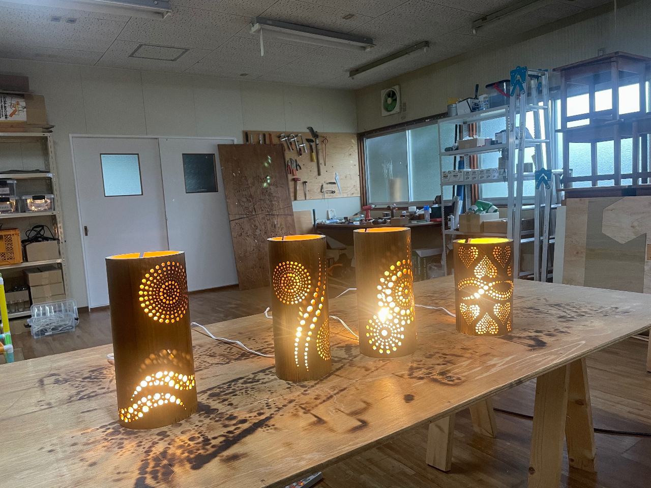 ご自身で作った竹灯り