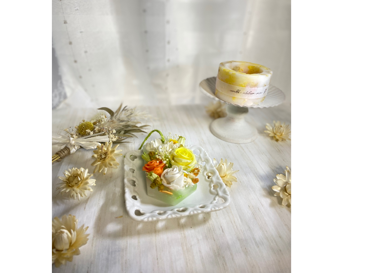 *:._お洒落で可愛い!ボタニカルキャンドルホルダーとアロマワックスサシェのセッ...