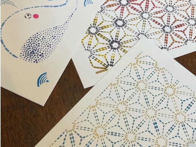ご参加者様の作品。色を使い分けて、グラデーションにしてもすてき!