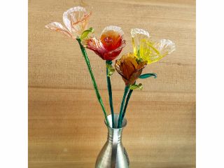 Sサイズ:花びら3枚、ガク2枚 ※リーフはオプションで付けられます。