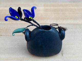 和の器に活けるヴェネチアンガラスのお花 キキョウ