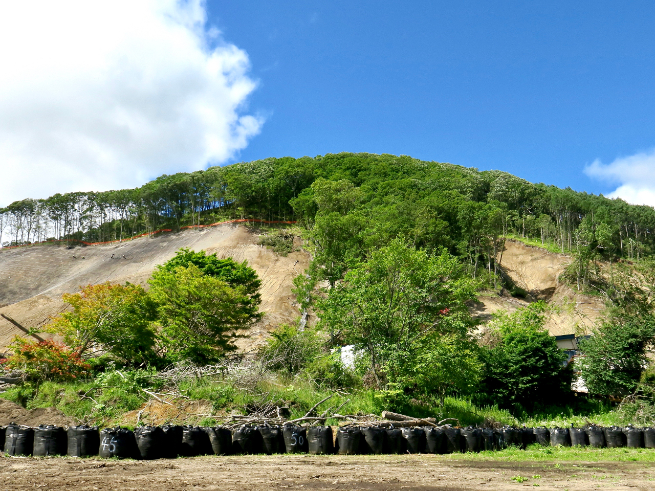 震災後の厚真町富里地区
